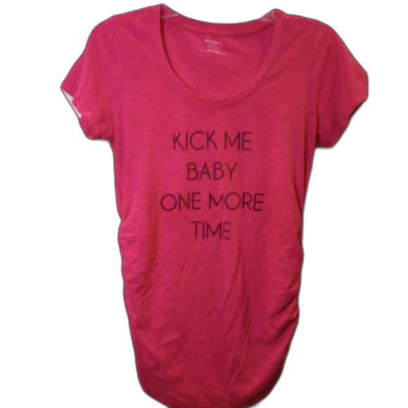 MATERNITY "Kick me baby one more time" pink tshirt  size small - Picture 1 of 2